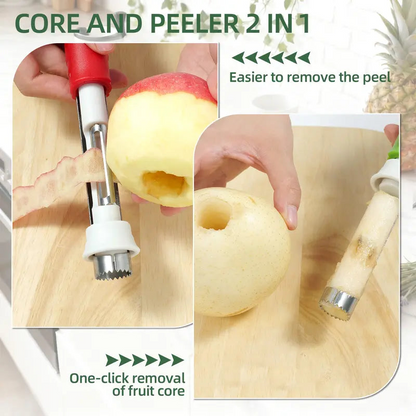🍎⚡2-in-1 Fruit Corer & Peeler –⚡ Stainless Steel, Sharp Blade, Non-Slip Grip✨