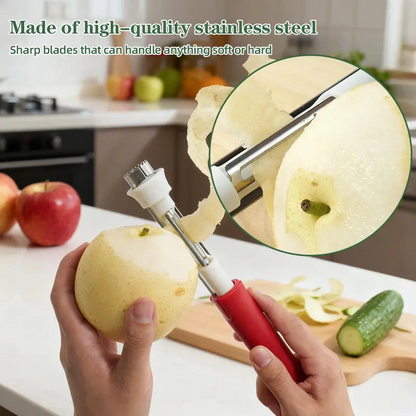 🍎⚡2-in-1 Fruit Corer & Peeler –⚡ Stainless Steel, Sharp Blade, Non-Slip Grip✨