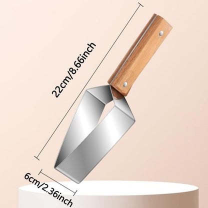 🍉🔪 Tri-Blade Watermelon Slicer with Wood Handle -Cut & Lift in One Motion, Triangular Wedges, 304 Stainless Steel