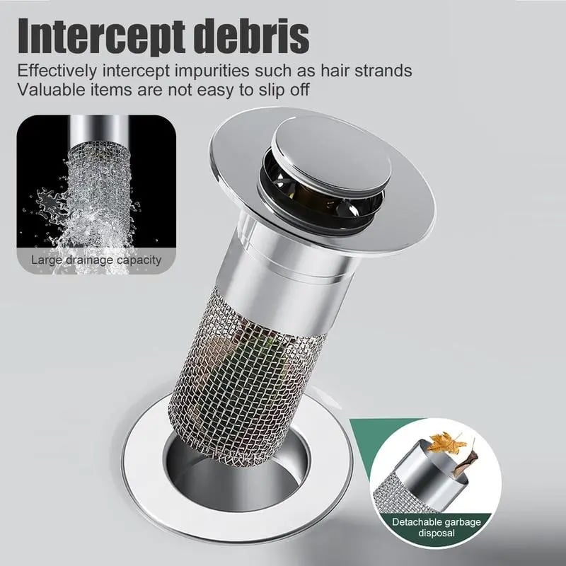 🔥3-in-1 Sink Stopper —⏱️Blocks Odors & Bugs, Catches Hair, Fits 90% of Drains🔧