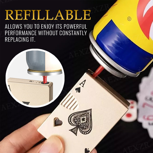 🃏🏆Poker Ace Windproof Lighter - Green Jet Flame 🔥Premium Multi-Layer Aluminum⚡