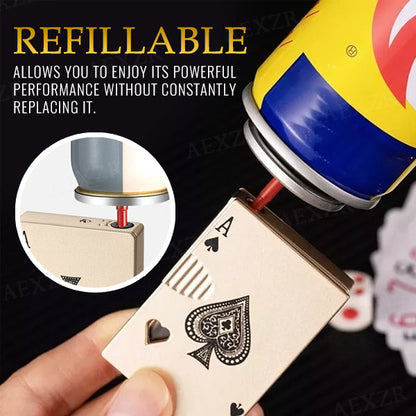 🃏🏆Poker Ace Windproof Lighter - Green Jet Flame 🔥Premium Multi-Layer Aluminum⚡