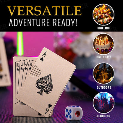 🃏🏆Poker Ace Windproof Lighter - Green Jet Flame 🔥Premium Multi-Layer Aluminum⚡