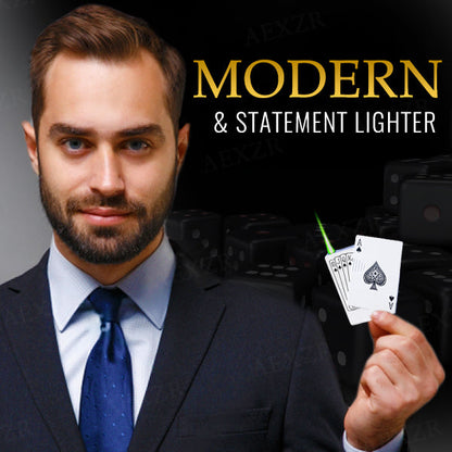 🃏🏆Poker Ace Windproof Lighter - Green Jet Flame 🔥Premium Multi-Layer Aluminum⚡