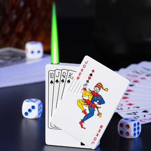 🃏🏆Poker Ace Windproof Lighter - Green Jet Flame 🔥Premium Multi-Layer Aluminum⚡