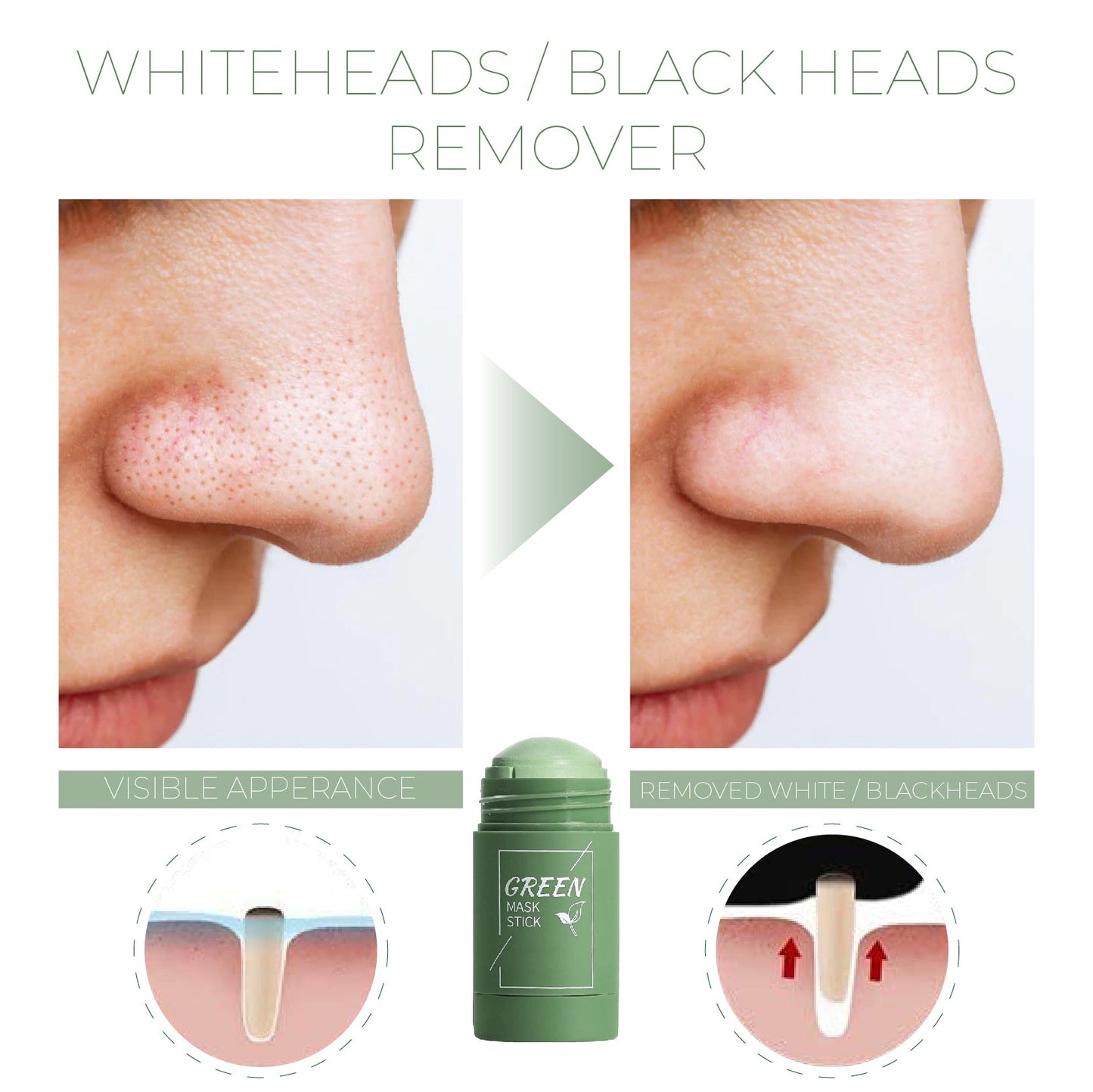 ✨DeepPurifying Green Tea Clay StickMask -💧Mess-Free Application, Blackhead Removal🌿