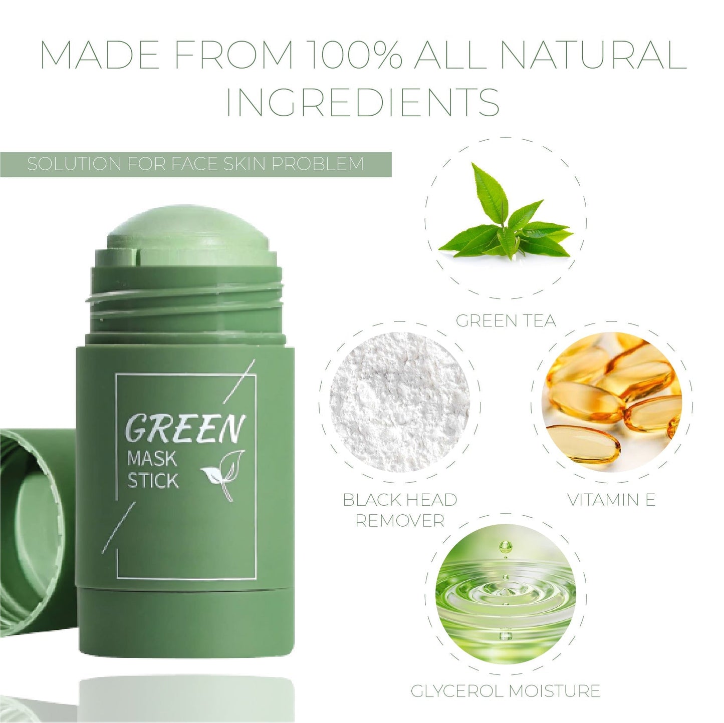 ✨DeepPurifying Green Tea Clay StickMask -💧Mess-Free Application, Blackhead Removal🌿