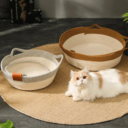 Handwoven Rattan Cat Bed