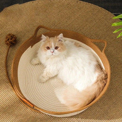 Handwoven Rattan Cat Bed