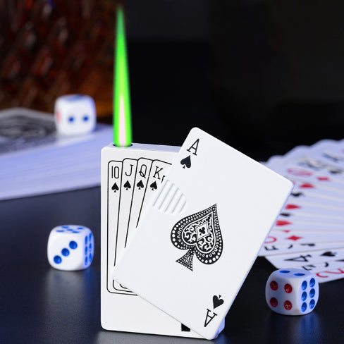 🃏🏆Poker Ace Windproof Lighter - Green Jet Flame 🔥Premium Multi-Layer Aluminum⚡