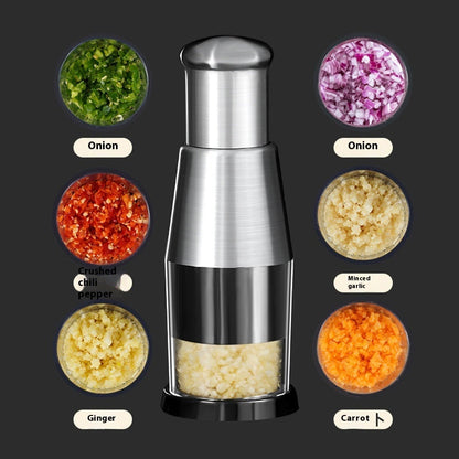 ✨ Multi-Veggie Garlic & Onion Chopper – 🧄Stainless Steel Blade, Manual Press🔪