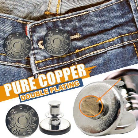 🏆Adjustable No-Sew Jeans Button - 🔘Clip On & Go, Fix Loose/Tight Jeans✨