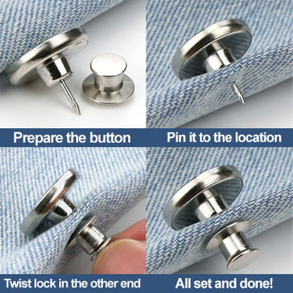 🏆Adjustable No-Sew Jeans Button - 🔘Clip On & Go, Fix Loose/Tight Jeans✨