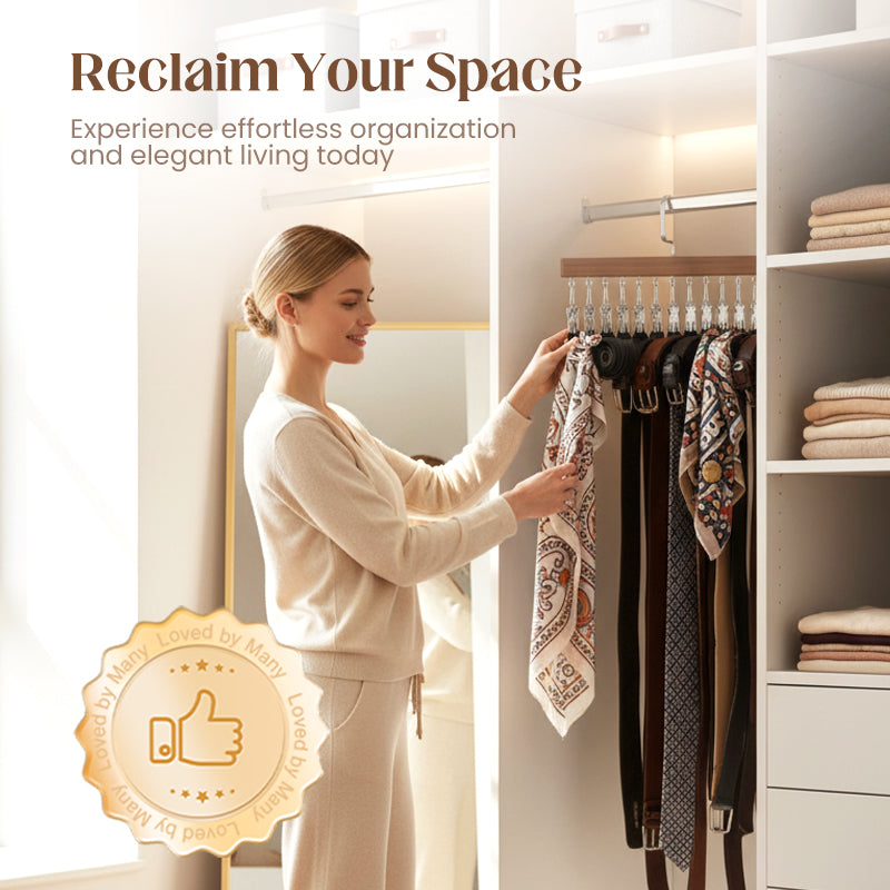🏆360° Swivel Multi-Hook Wardrobe Organizer — ✨Strong Hold & No-Drill Easy Install✅